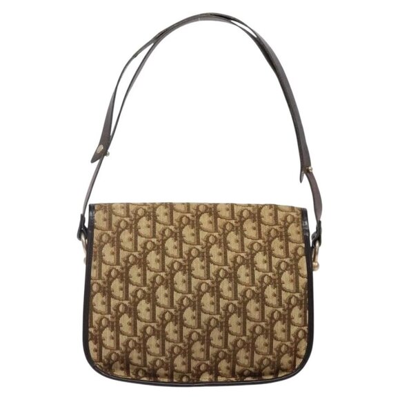 Christian Dior Trotter Canvas Shoulder Bag Brown Gold Auth 141500 - Picture 3 of 16